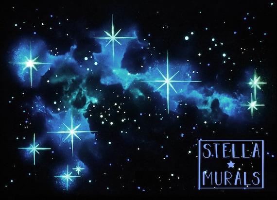 Pleiades Glow In The Dark Star Ceiling Decal White Etsy