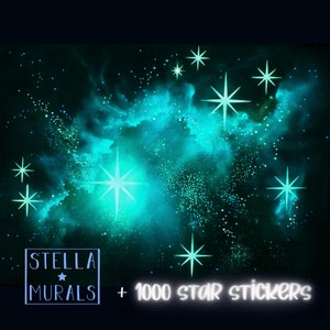 Glow in the Dark Star Mural Pleiades 1000 Extra Glow Star Stickers White image 1