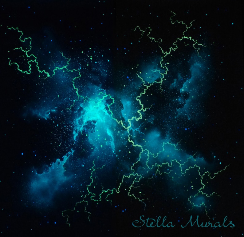 Glow In The Dark Lightning Mural Peel And Stick Wall Ceiling Mural Reusable Removable
