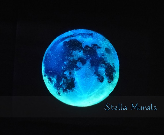 Moon Decal Large Shooting Stars Glow In The Dark Star Etsy