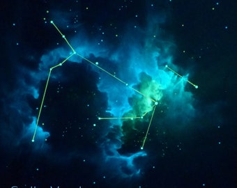 Canis Major Star Constellation Calcomanía grande / Sirio / Resplandor en el techo de estrellas oscuras / Cielo nocturno brillante y realista