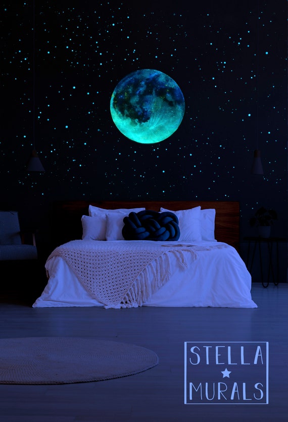 Moon Extra Large Shooting Stars And Realistic Star Stickers Etsy