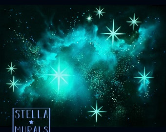 Glow in the Dark Star Mural | Pleiades | 1000 - 2000 Extra Glow Star Stickers | White