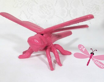 Dragonfly Hot Pink Cast Iron Shabby Chic Paperweight