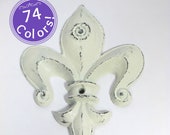 Cast Iron Fleur De Lis Wall Hook - Rust Finish, 7 Inches High, 4.5 Inches Long, For Coat & Hat Hanging