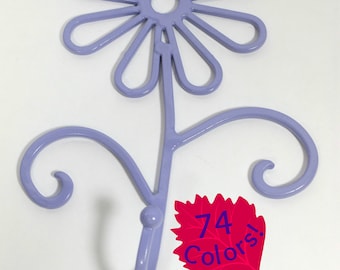 Flower Wall Hook Metal Shabby Chic French Lilac Purple