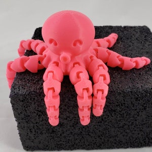 3D Printed Octopus Articulated Pink Octopus Toy image 1