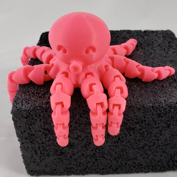3D Printed Octopus Articulated Pink Octopus Toy
