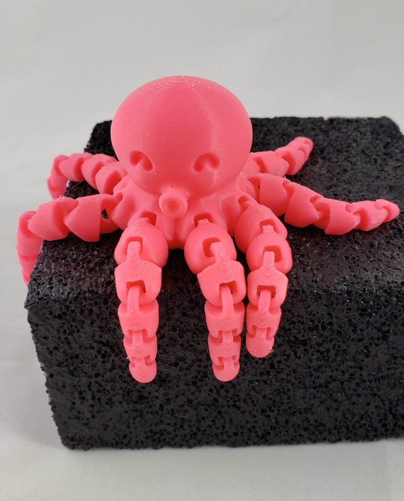 3D Printed Octopus Articulated Pink Octopus Toy image 1