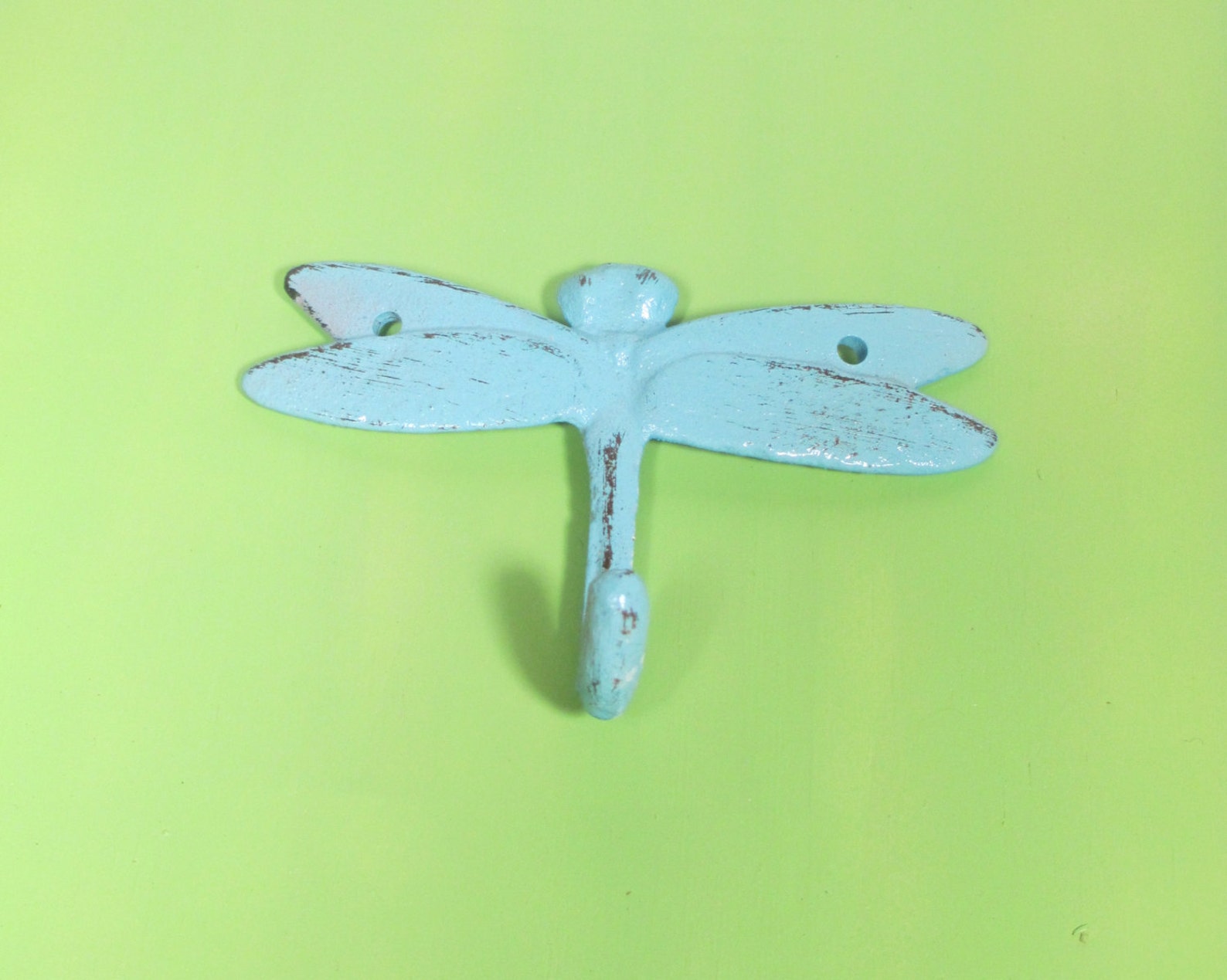 Dragonfly Hook Wall Hanger Shabby Chic Cast Iron in Aqua Etsy