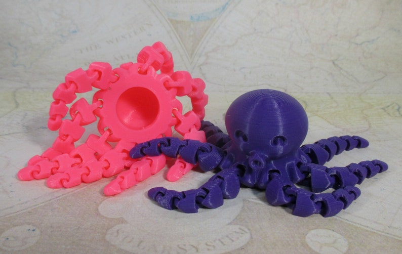 3D Printed Octopus Articulated Pink Octopus Toy image 6