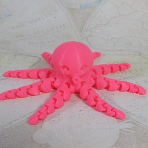 3D Printed Octopus Articulated Pink Octopus Toy image 3