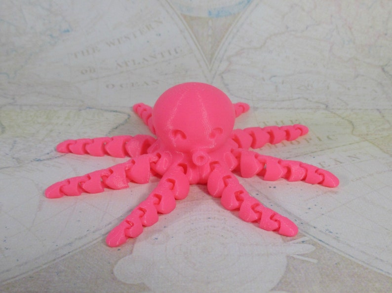 3D Printed Octopus Articulated Pink Octopus Toy image 3