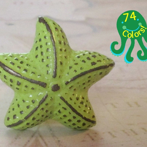 Starfish Drawer Knob in Key Lime Green Shabby Chic Distressed Metal