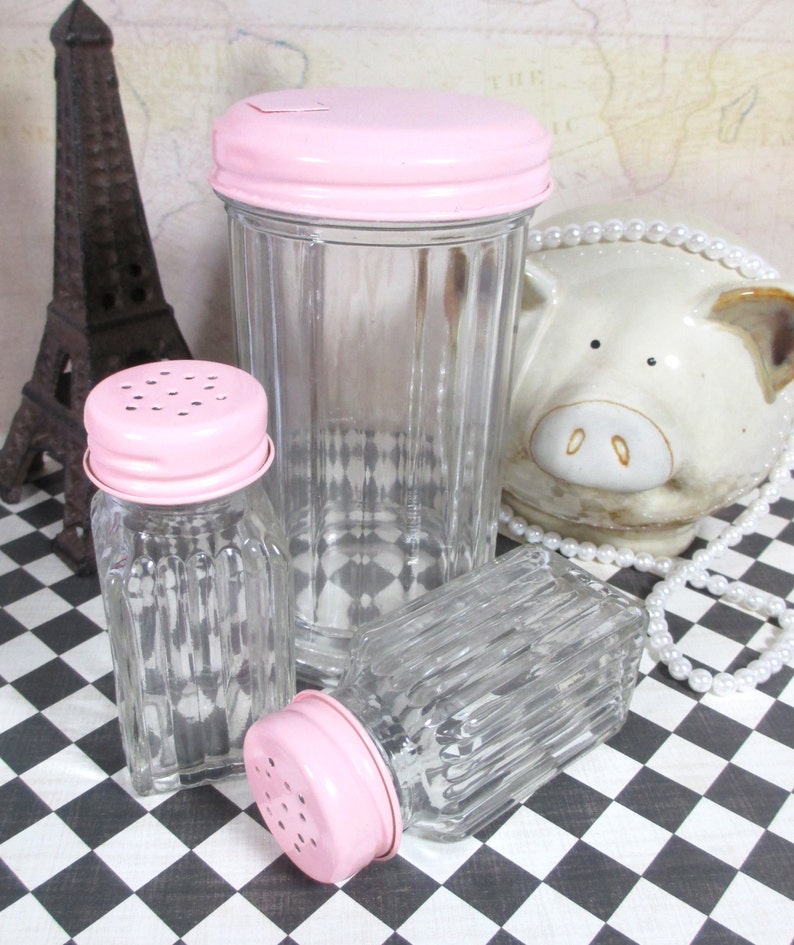 Salt & Pepper Shakers With Sugar Dispenser Set in Candy Pink Etsy