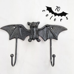 Bat Hook Double Hook Black Cast Iron Shabby Chic Jewelry Clothes Hook