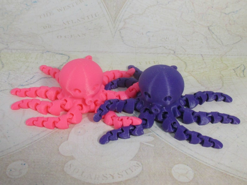 3D Printed Octopus Articulated Pink Octopus Toy image 7