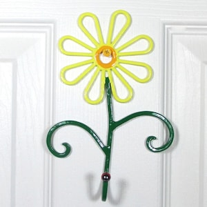 Flower Wall Hook Metal Hand-Painted Yellow Daisy