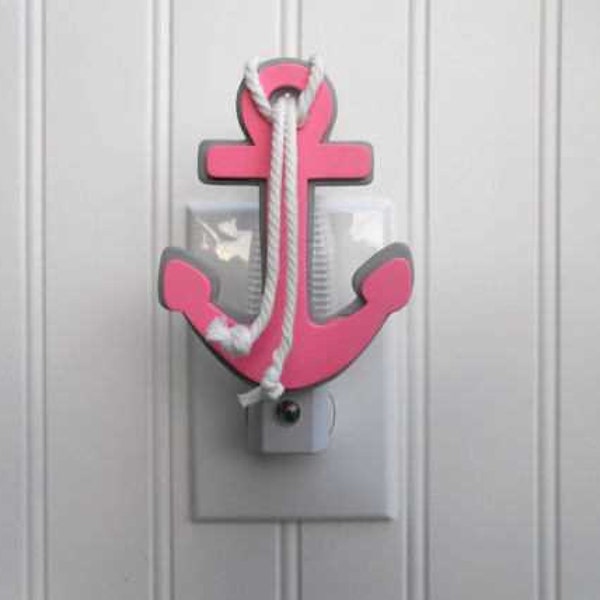 Anchor Night Light - Pink Anchor Decor - Pink Anchor - Nautical Nursery - Pink Nautical Nursery - Pink And Gray Nursery Decor