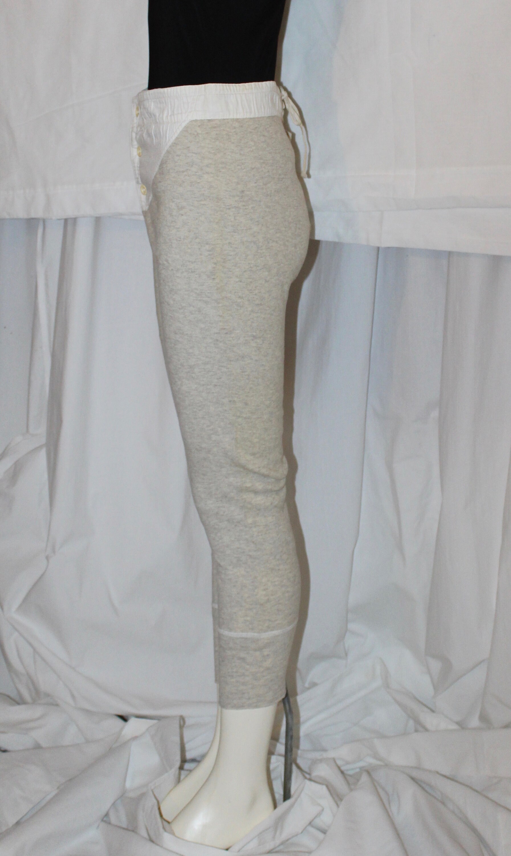 Vintage Long Johns 1940 Button Front Lace Back Wool or Wool