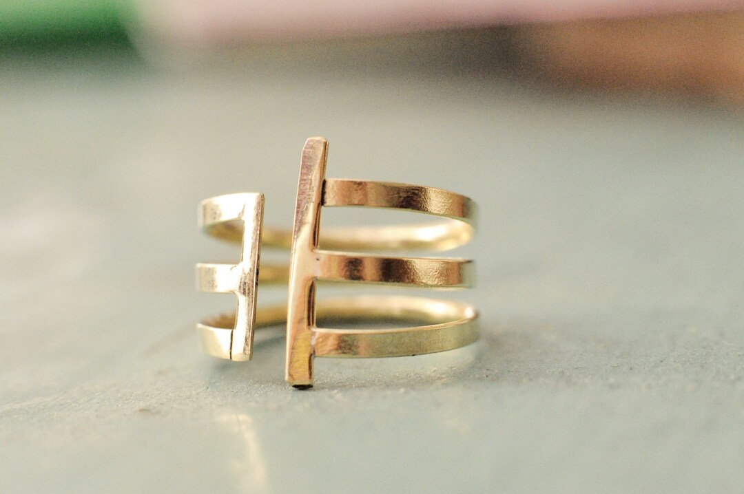 Anillos de linias. Abiertos y adaptables. Laton Cobre Plata Etsy Espana