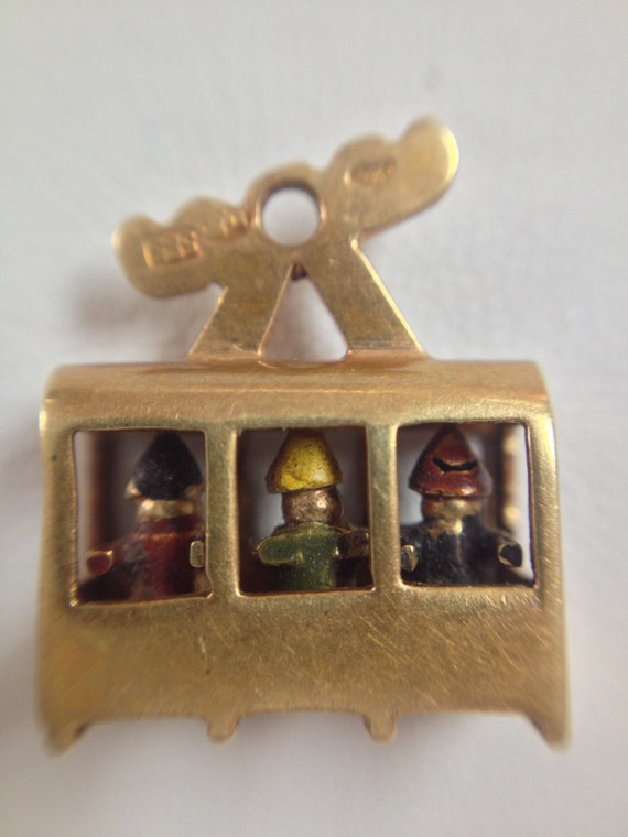 Cable Car Charm Vintage 14K Yellow Gold - image 1