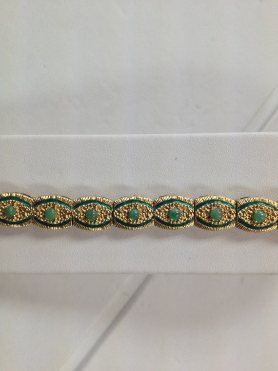 Emerald & Enamel Bracelet 14kt yellow gold