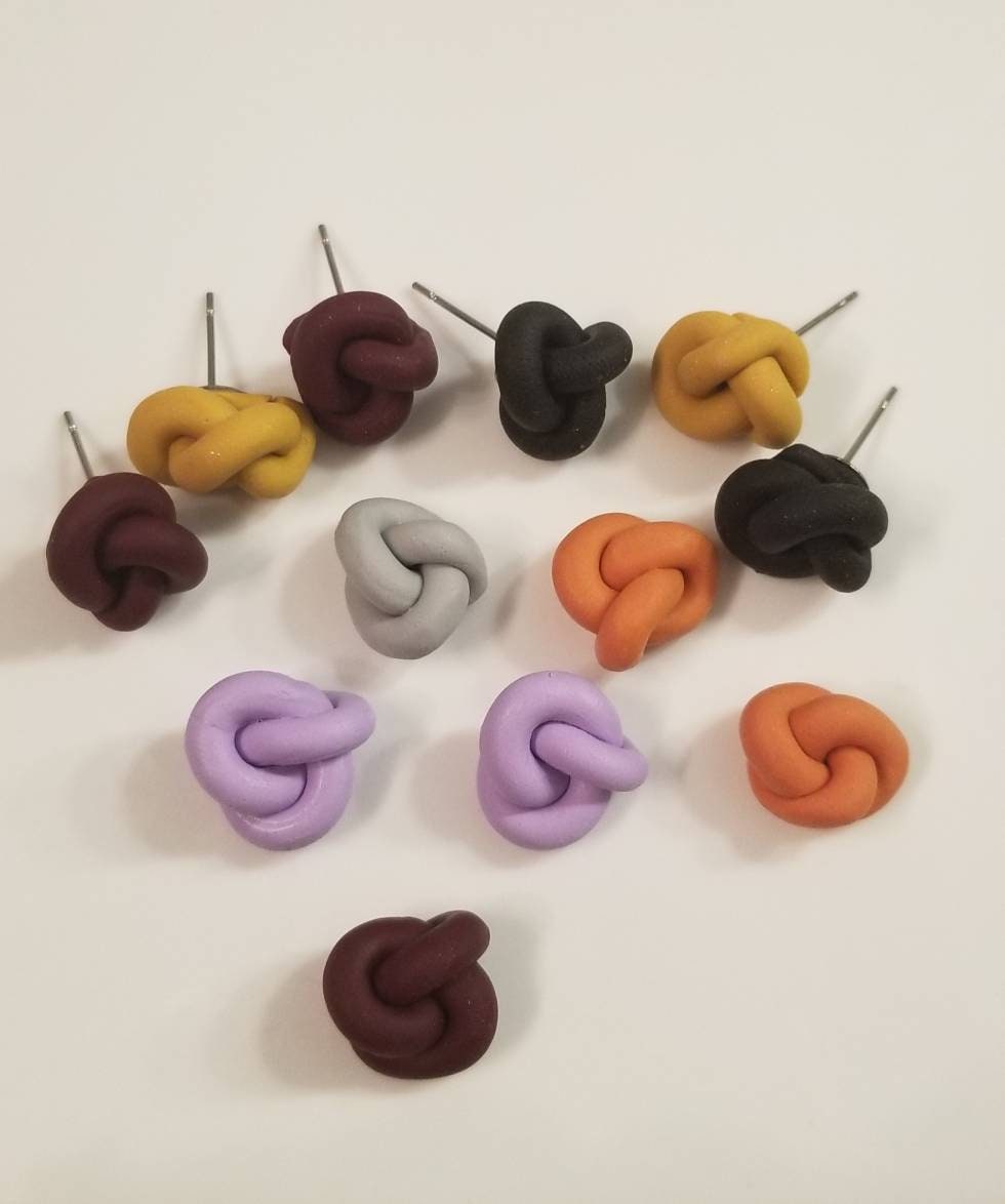 Knot Stud Polymer Clay handmade earrings