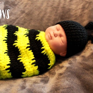 Bumblebee Baby Cocoon and Hat Crochet Pattern, Easy Crochet Pattern, Baby Photo Props, Baby Sack, Baby Shower Gift, Newborn Photoshoot