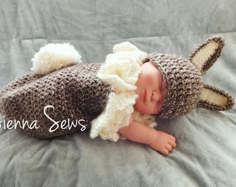 Rabbit Baby Coccon And Hat Crochet Pattern, Crochet Pattern, Rabbit Crochet Pattern, Baby Cocoon Crochet Pattern, Easter Crochet Pattern