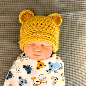 Bear Ear Beanie Crochet Pattern, Easy Crochet Pattern, Crochet Hat Pattern, Baby Crochet Outfit, Child Crochet Beanie, Crochet Tutorial