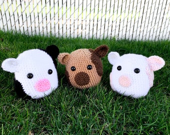 Crochet Cow Stuffed Animal, Crochet Cow Plush, Strawberry Cow Stuffed Animal, Handmade Cow, Farm Animal Toy, Crochet Toy, Baby Shower Gift