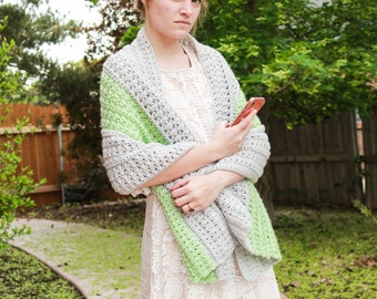 Twisted Stitch Crochet Shawl, Handmade Crochet Wrap, Women's Gift Idea, Crochet Blanket Scarf