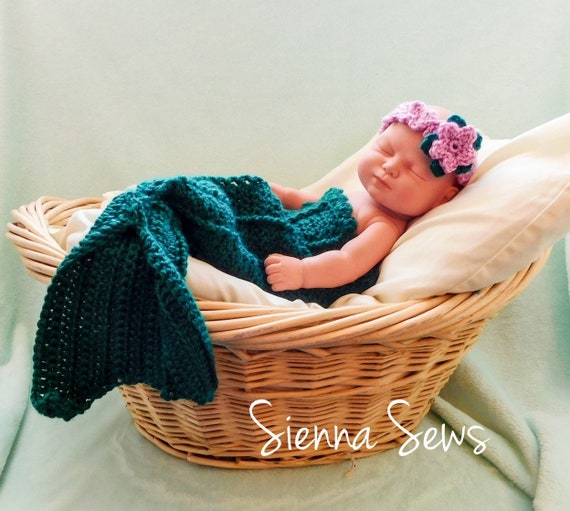 Mermaid Baby Cocoon and Headband Crochet Pattern Crochet Pattern