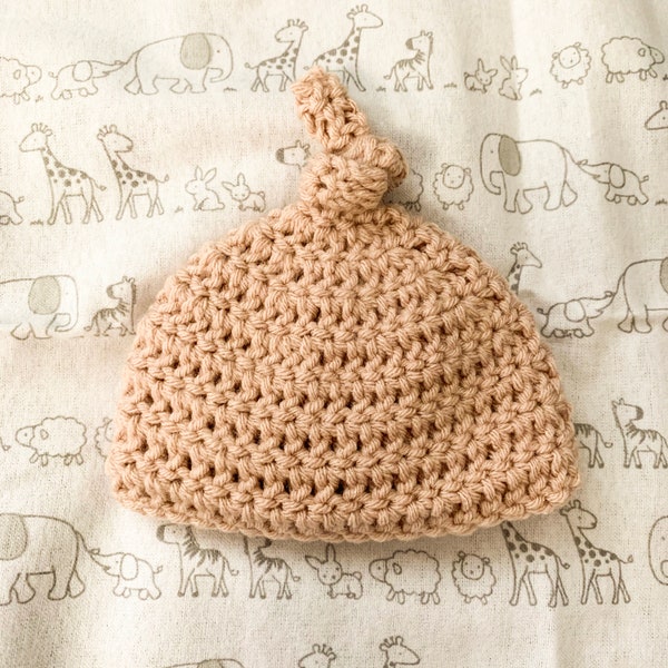 Top Knot Baby Newborn Crochet Beanie, Crochet Newborn Hat, Winter Beanies, Crochet Baby Photo Shoot Prop, Crochet Baby Hat, Free Shipping