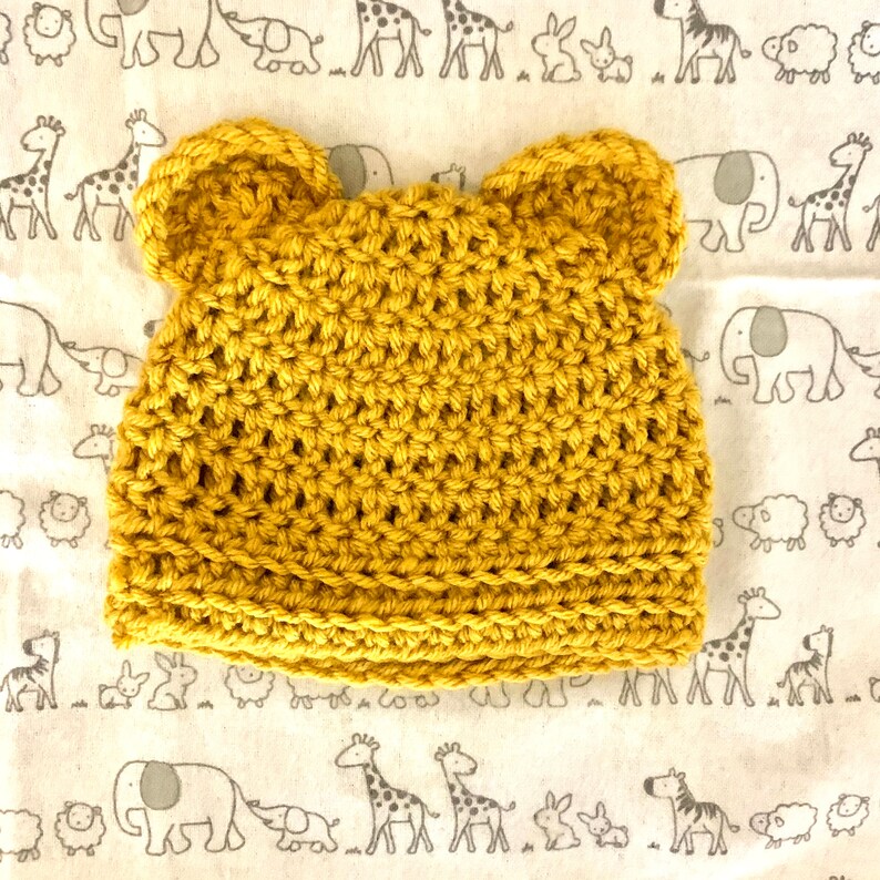 Bear Ear Beanie Crochet Pattern, Easy Crochet Pattern, Crochet Hat Pattern, Baby Crochet Outfit, Child Crochet Beanie, Crochet Tutorial image 3