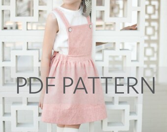 Macy Pinafore PDF,suspender skirt pdf,pinafore PDF,pinny pattern, tween pinafore, sewing patterns, girl patterns, toddler pdf, kids patterns