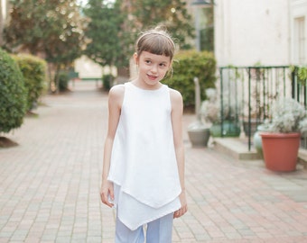 Girl Dress, girl top, girl clothing, girl summer, children's clothing, tween top, toddler tunic, girl tunic, girl beach clothing, linen top