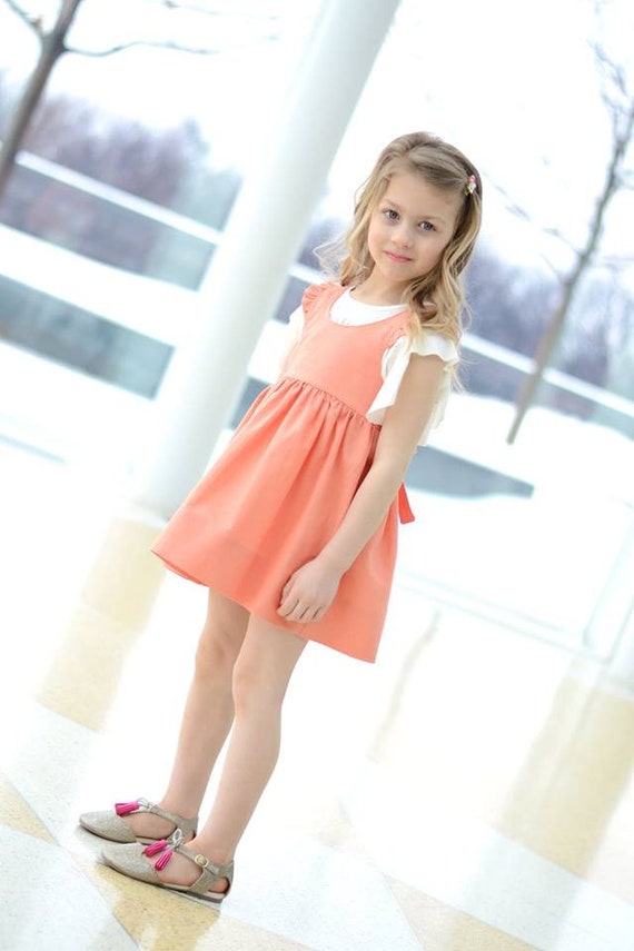 Kryptic kids-girls 100 % cotton solid pinafore dress