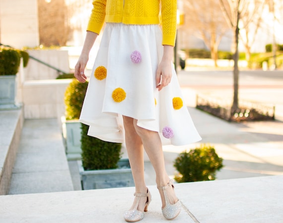 Yellow Ruffled Hem High Low Midi Skirt Party Style | Dress Album