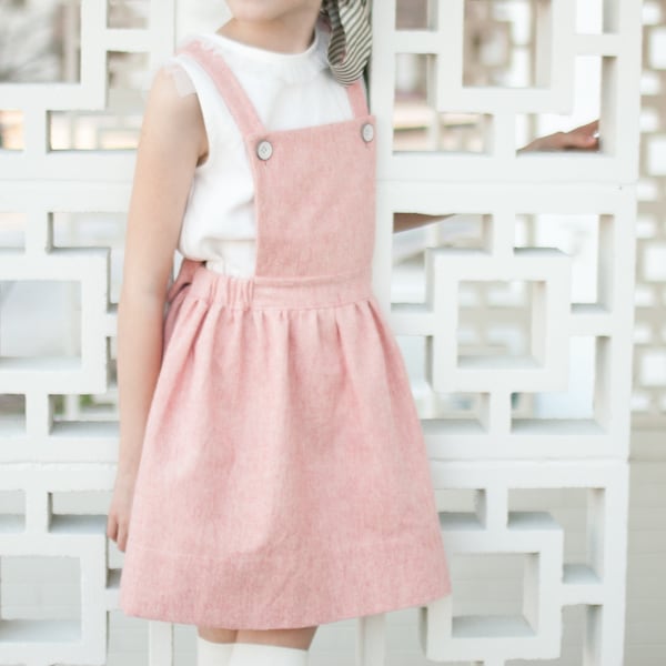 Macy Pinafore PDF Sewing Pattern: Girls Suspender Skirt (Toddler to Tween)