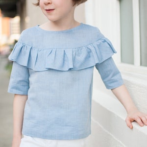 Laurel Blouse PDF, girls blouse pattern, blouse pdf, girl sewing pattern, children's blouse, tween pattern, ruffle top pdf, toddler pdf,