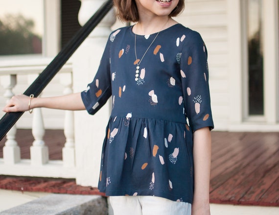 Marlow Bundle PDF, Girl Dress, Peplum Top Pattern, Tween Sewing