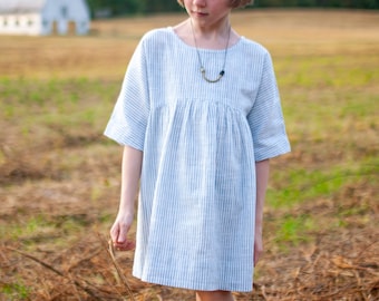 Camden Dress, girl dress, loose fitting dress, modern dress, summer dress, dolman sleeve, striped dress, empire waist, jillyatlanta