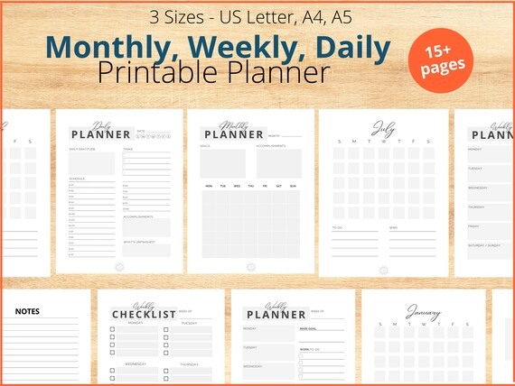 Printable Planner Printable Calendar Monthly Planner - Etsy