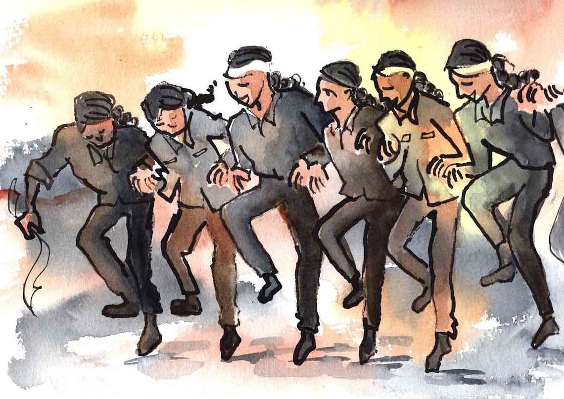 Kurdish dancing 1 Fine Art Print of Watercolor Sketch | Etsy Watercolor People Dancing