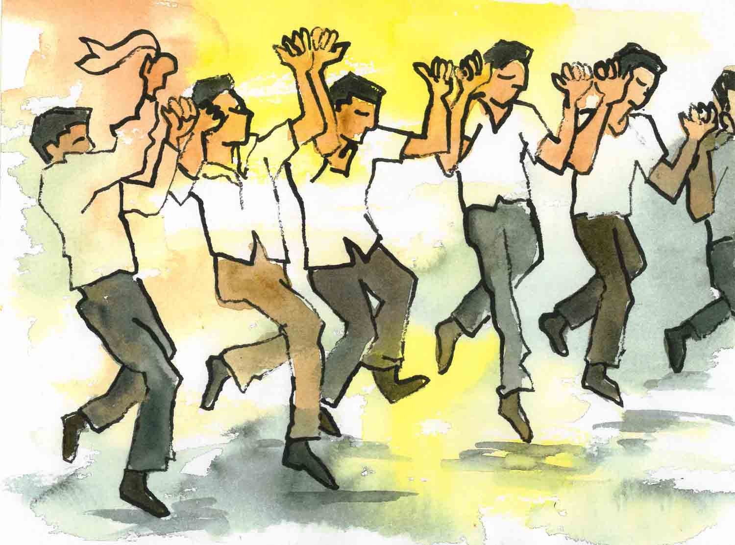 Kurdish Dancing 5 Fine Art Print of Watercolor Sketch - Etsy