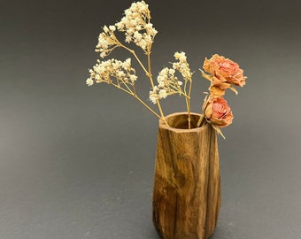 petit vase simple pour fleurs séchées, pièce unique en noyer, porte-stylo