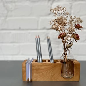 porte-stylo zéro déchet en bois local, bureau, organisateur de bureau, bureau à domicile, vase pour fleurs séchées, design danois Kirsche - cherry