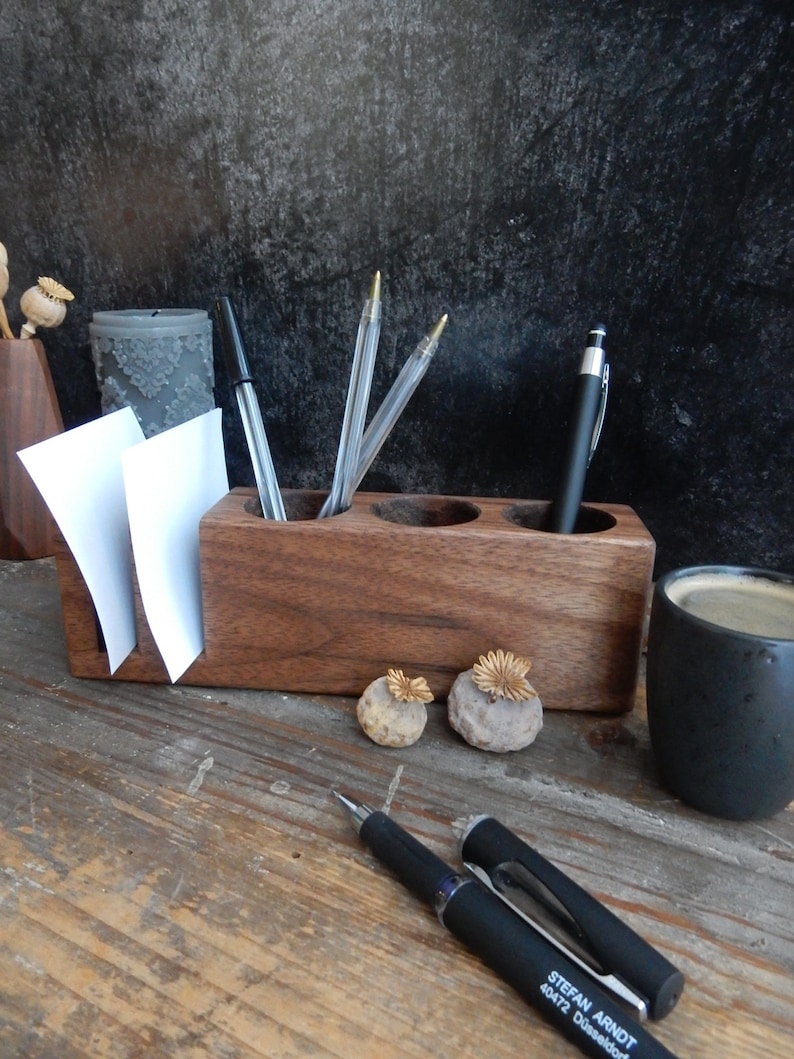 Pen Holder Wood Desk Organizer. Wooden Pencil Holder Wood Etsy